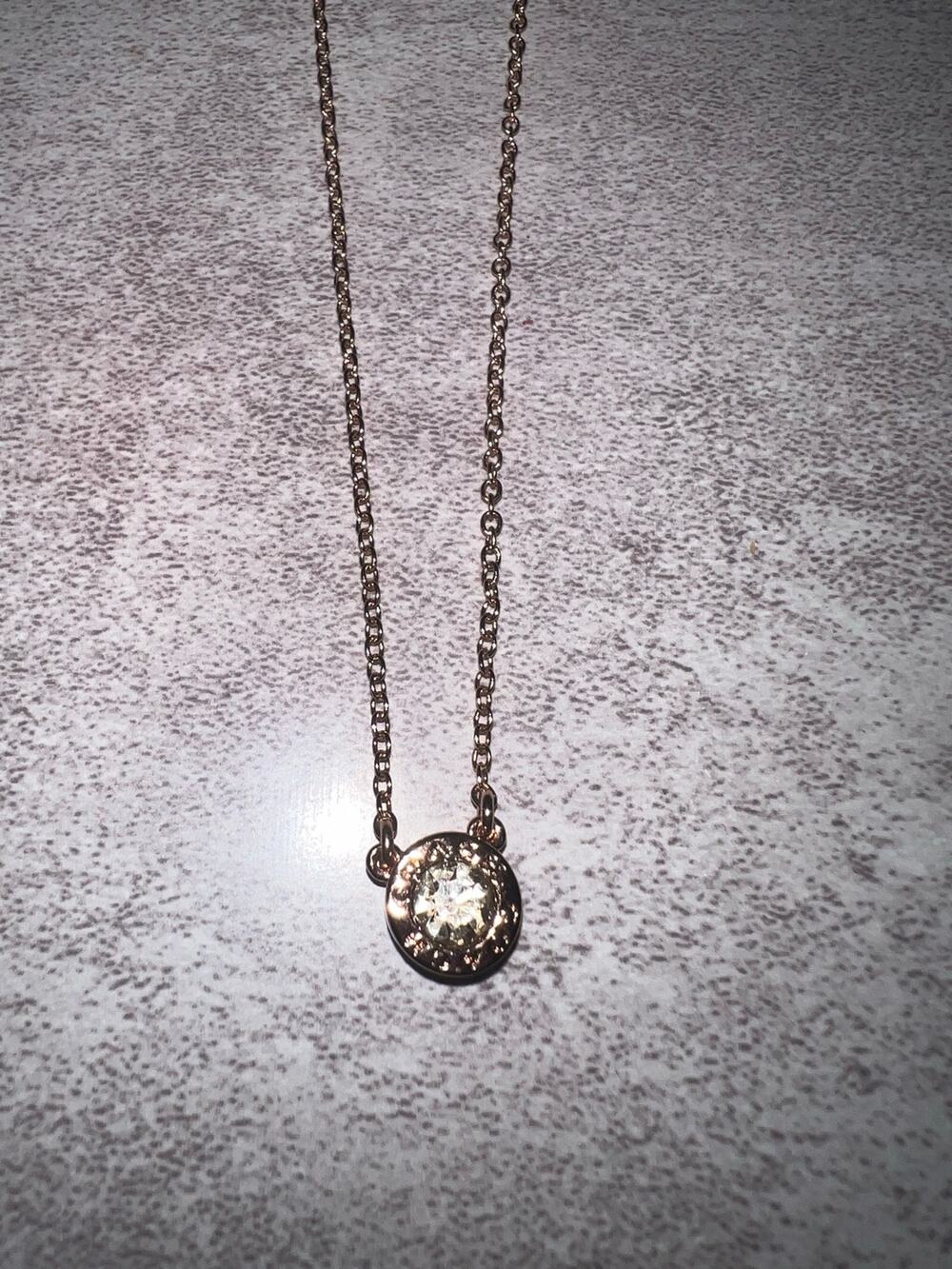 Coach Open Circle Crystal Stone Women's Necklace with Gold Chain